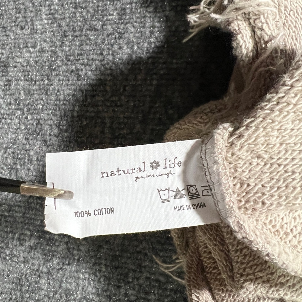 Natural Life Raw Edge Cotton French Terry Pullover Hoodie Women's L/XL Beige - Picture 7 of 7